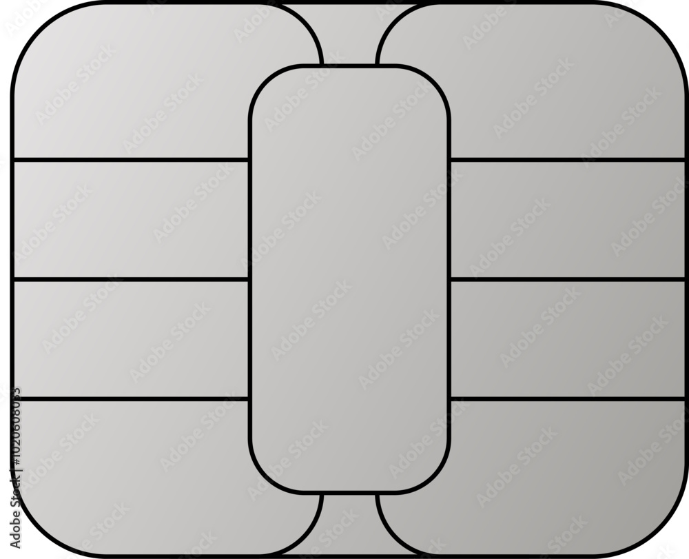Poster emv chip silver vector icon. contactless payment at terminals and atms. square computer microchips f