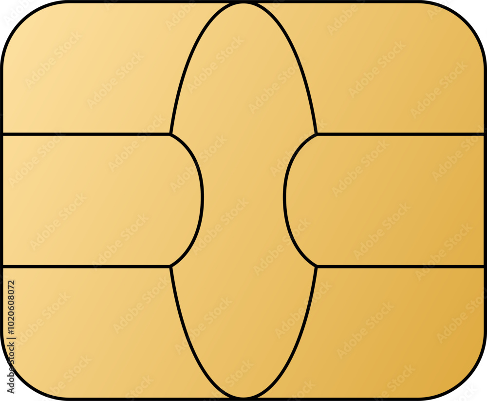 Aufkleber emv chip golden vector icon. contactless payment at terminals and atms. set line nfc symbol. square 