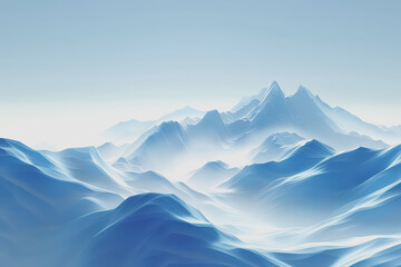 Fototapeta premium . Clean mountain with a large white space. Minimalist style.
