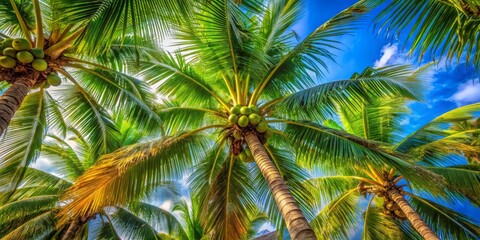 Immerse yourself in macro photography featuring tropical coconut palm trees, revealing the intricate details and vibrant textures of nature’s beauty in stunning perspectives.
