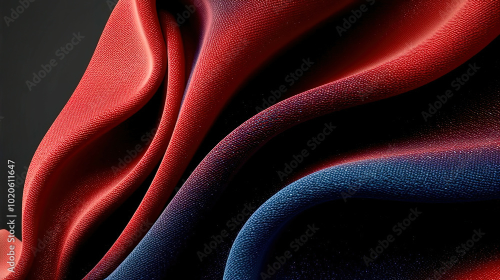 Poster a red and blue fabric with a wave pattern