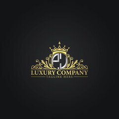 Luxury Crown Logo with Elegant Flourishes and Monogram
