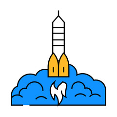 rocket ship progress line icon vector. rocket ship progress sign. isolated symbol illustration