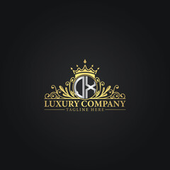 Royal Luxury Company Logo Design with Gold Elements