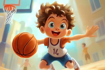 Cartoon basketball kid, illustration