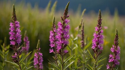 Obraz premium Close-Up of Purple Wildflowers in a Natural Setting