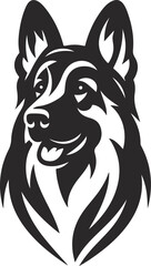 German shepherd dog in different poses on a white background objects silhouette illustration.