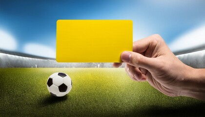 hand holding yellow card football