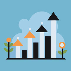 Fototapeta premium Business Growth and Financial Flat Icon. vector illustration