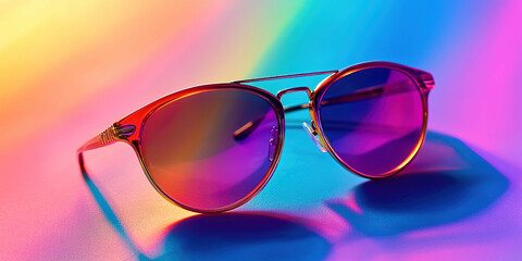 A pair of sunglasses with purple lenses