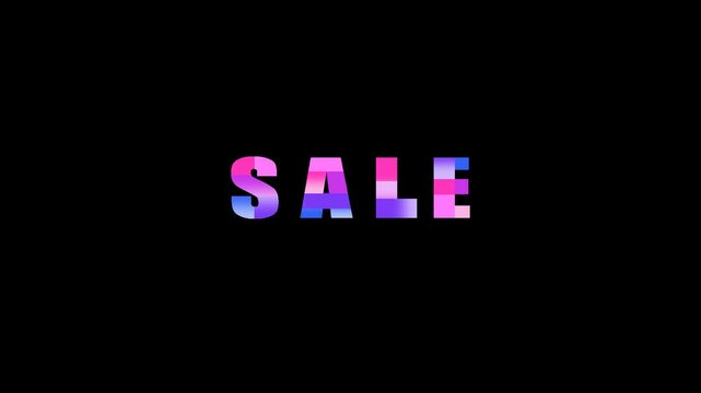 Animated text "Sale" isolated on transparent background, promotions, discounts and social media marketing. Big sale offer. Animation with alpha channel.