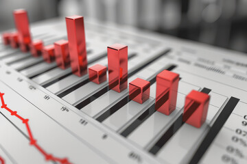Graph bars rising rapidly, signaling a notable uptick in stock prices.