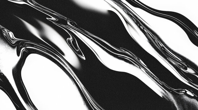 Psychedelic grungy white and black noise chrome liquid background