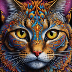 Face of a Psychedelic Fractal Cat