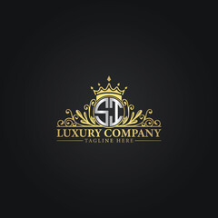 Luxury Monogram Logo with Crown and Flourish Design