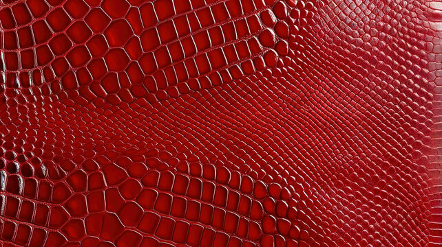 A red leather item with a pattern of scales