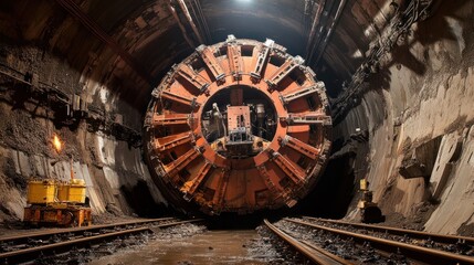 Fototapeta premium Boring machine technology used in underground railway engineering