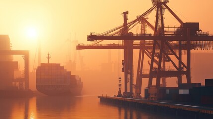 Obraz premium Crane logistics at a maritime port for global shipping