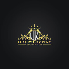 Luxury Crown Logo with Elegant Flourishes and Monogram