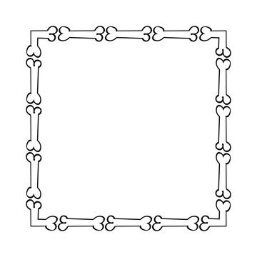 Hand drawn halloween spooky bone frame doodle sketch. Vector design