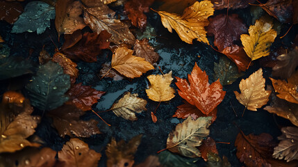Obraz premium Colored Autumn Leaves: Various autumn leaves in different colors.