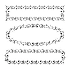 Fototapeta premium Halloween hand drawn pumpkins frame set doodle sketch. Vector design