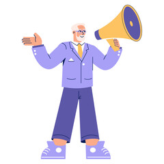 Fototapeta premium Older Businessman. Flat Vector Illustration