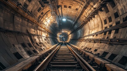 Large underground tunnel with a focus on construction engineering