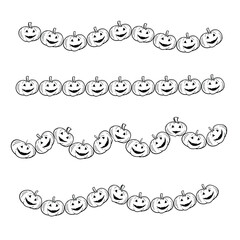 Obraz premium Halloween hand drawn spooky pumpkins doodle sketch. Vector illustration
