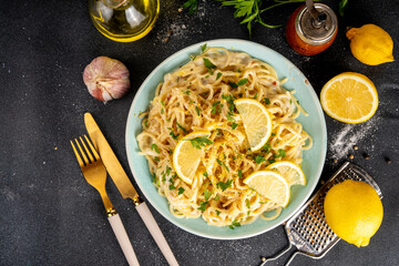 Homemade lemon pepper spaghetti pasta