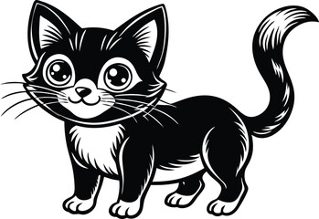 Obraz premium illustration of a playful cat with big eye silhouette 