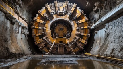 Tunnel boring machine in operation at a large underground site