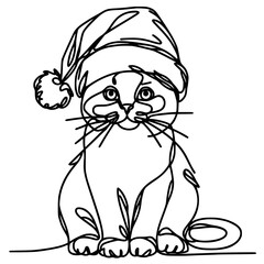 Cat wearing santa claus hat, christmas day