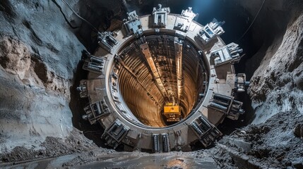 Obraz premium Underground tunneling with advanced boring machine technology