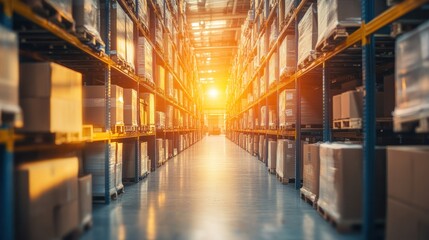 Fototapeta premium Warehouse structure managing international logistics and transport