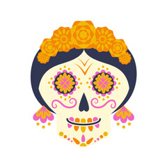 Mexican sugar skull for Dia de los Muertos. Traditional mexican holiday day of the dead object