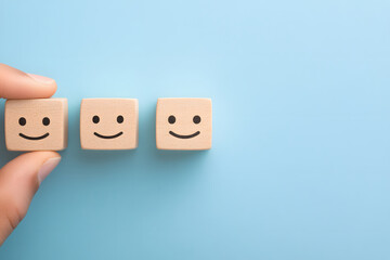 カスタマー満足度を象徴するスマイリーブロック。顧客評価やフィードバックの視覚化