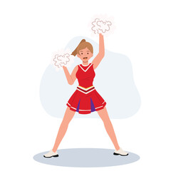 Energetic cheerleader girl in a bright uniform holding pom poms. Ideal for Fun and Sporty Projects.