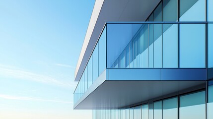 a modern building featuring a sleek glass balustrade, highlighting contemporary architecture