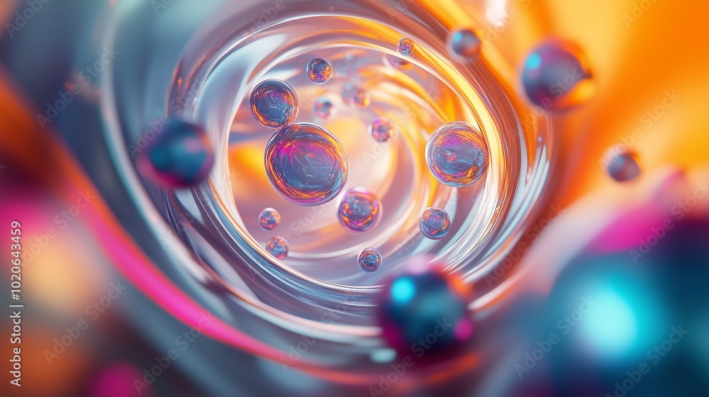 Poster colorful abstract swirls with bubbles create a mesmerizing visual experience in a digital art compos