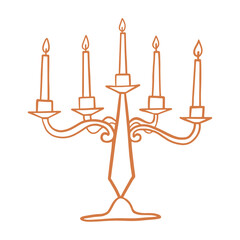 Vintage Candle Holder Sketch. Candelabrum Clip Art