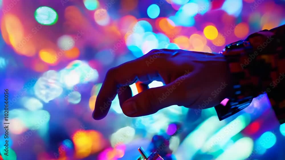Poster a hand is pointing at a colorful background