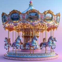 Enchanted Carousel Ride for Children, Magical Themed Carousel
