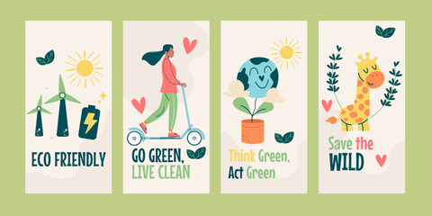 Fototapeta premium Social media instagram stories eco friendly concept