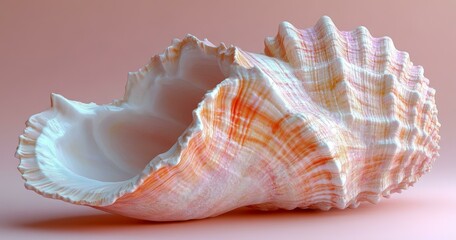 Pink and Orange Shell, Seashore Artwork