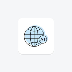 Global Ai color shadow thinline icon , vector, pixel perfect, illustrator file