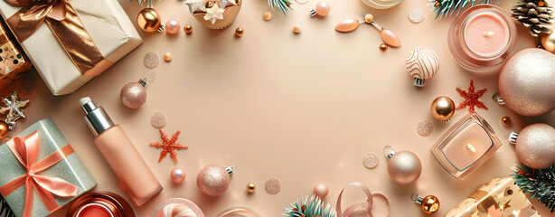 Fototapeta premium Stylish Women's Beauty and Fashion Flat Lay 