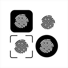 Fingerprint Password Buttons Set. UI UX for Mobile App Lock and Unlock