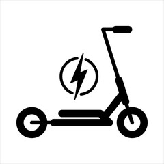 Electric Scooter Icon. Eco Transport with Charge Sign