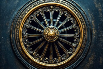 Obraz premium Ornate Gold and Black Circular Design with Intricate Detailing